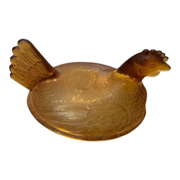 Vintage Indiana Glass Amber Hen on Nest Antique Lidded Dish 7” Collectible - Picture 5 of 12